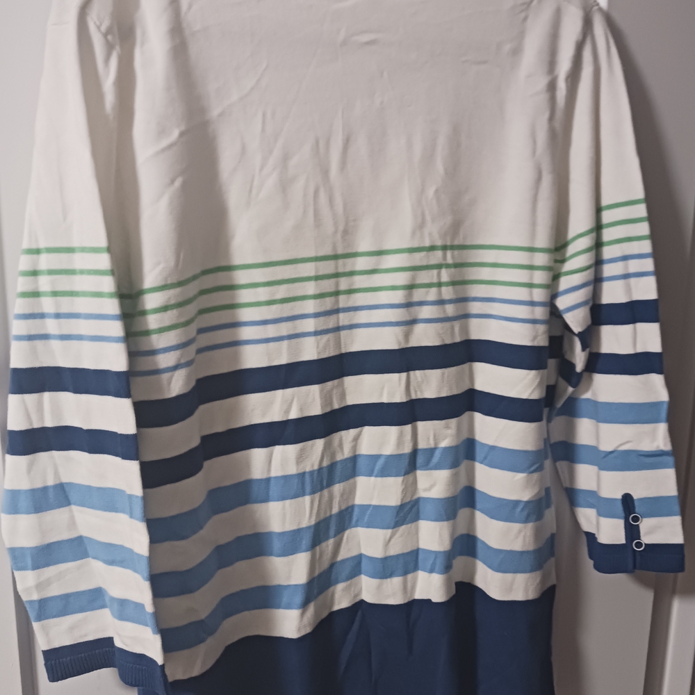 Northern Reflections White and Blue Striped Long Sleeve Shirt - Picture 4 of 4